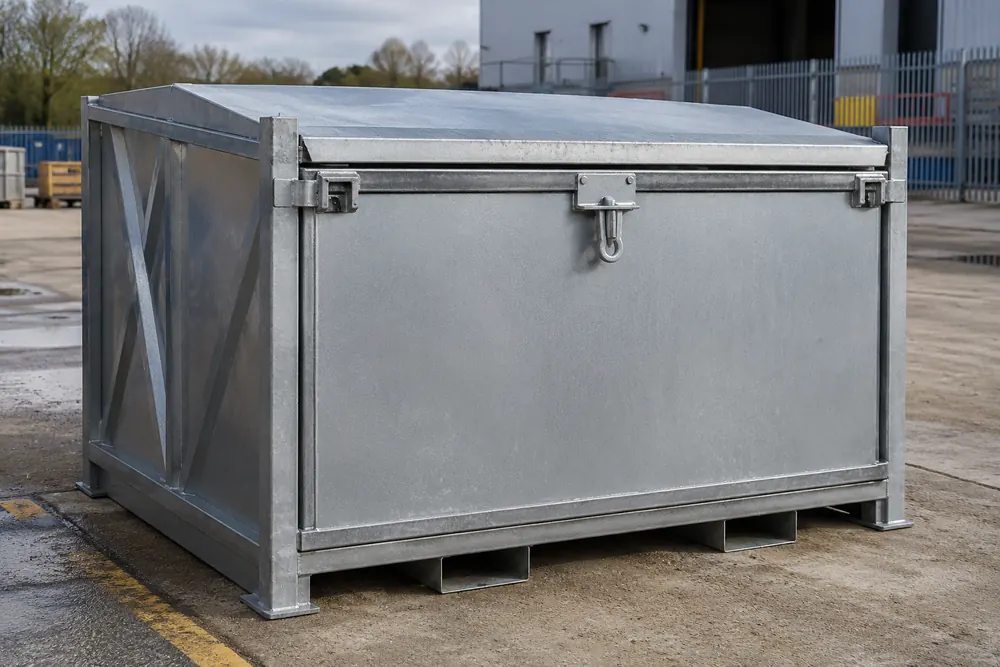 Contained waste bags inside a secure commercial waste container